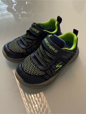 Skechers Kids Navy and Lime Athletic Sneakers